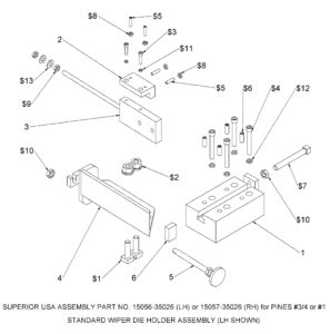 Bender Supply Superior USA Pines Bender Series 150 Wiper Die Holder Assembly #¾ & #1