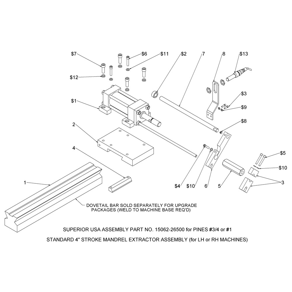 Series 150 Mandrel Extractor Assembly (#¾ & #1)